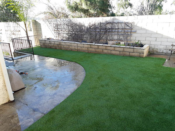 artificial grass installation at a home in Los Angeles